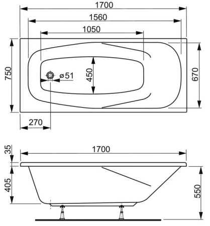 Акриловая ванна Vagnerplast Aronia (170x75) VPBA170ARN2X-04 